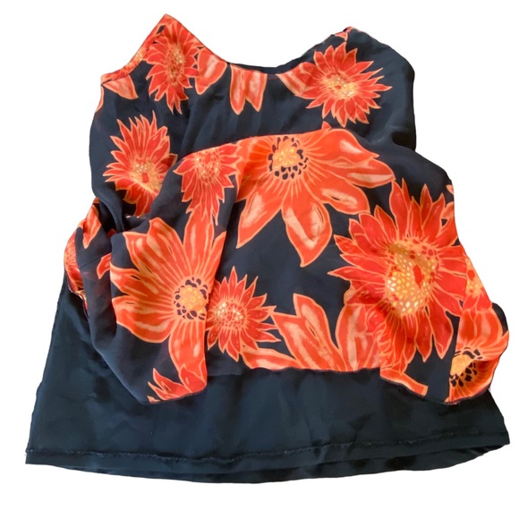 Venus Spaghetti Strap Floral Flowing Tank Top Size 4 - Picture 4 of 4